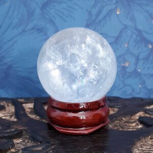 Optical Calcite Flashy Clear Crystal Stone Ball Sphere Display Stand
